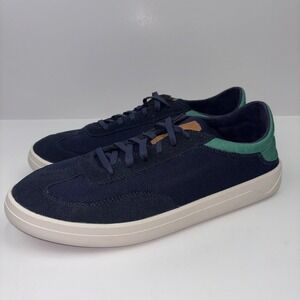 OluKai Punini Men US 10.5 Navy Bamboo Low Top Casual Comfort Sneakers 10514-548Z